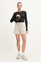 adidas by Stella McCartney szorty dresowe damskie bawełniane KC1821 beżowy SS26
