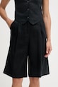 United Colors of Benetton kratke hlače za žene od lana crna 4AGHD902L