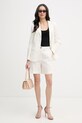 United Colors of Benetton elegantne kratke hlače ženske z dodatkom lanu 4V6GD902M bež SS26