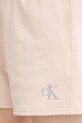 Calvin Klein Jeans къс панталон тип анцуг дамски от памук бежов LV047B271G
