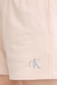 Calvin Klein Jeans къс панталон тип анцуг дамски от памук бежов LV047B271G