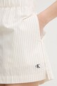 Calvin Klein Jeans kratke hlače ženske bombažne bež LV047F628G