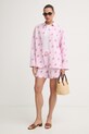 Tommy Hilfiger šortky dámske s ľanom SUMMER WW0WW49555 ružová SS26