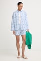 Tommy Hilfiger šortky dámske s ľanom SUMMER WW0WW49555 modrá SS26