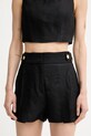 Elisabetta Franchi σορτς γυναικεία με λινό μαύρο SH01162E2
