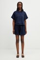 Lacoste szorty z lyocellem damskie FF1026 granatowy
