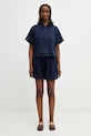 Lacoste szorty z lyocellem damskie FF1026 granatowy