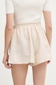 Odzież Lacoste szorty z lnem damskie FF1428 beżowy