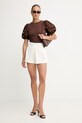 Max&Co. pantaloni scurți pentru femei, din bumbac cu elastan MCOMAESTRO 2616141024200 bej SS26