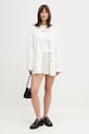 Tommy Jeans culottes dámske s ľanom DW0DW22267 béžová SS26