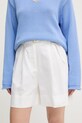 Tommy Hilfiger šortky dámské se lnem bílá WW0WW49040