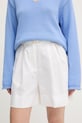 Tommy Hilfiger šortky dámské se lnem bílá WW0WW49040