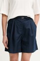 Tommy Hilfiger šortky dámské se lnem námořnická modř WW0WW49040