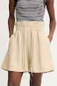 BOSS Orange šortky dámske s prímesou ľanu C Tacolina béžová 50561845
