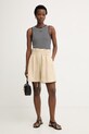 BOSS Orange šortky dámske s prímesou ľanu C Tacolina 50561845 béžová SS26
