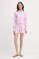 Paramidonna szorty damskie lniane Cora SS26CSPW.1 różowy SS26