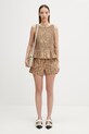 GANNI szorty bawełniane z elastanem damskie A1110054 brązowy