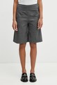 GANNI szorty eleganckie z wełną damskie szary A1110071