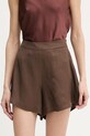 Haveone szorty eleganckie damskie z wiskozy brązowy PCB.Q064