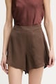 Haveone szorty eleganckie damskie z wiskozy brązowy PCB.Q064