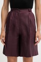 Sisley pantaloni scurți de damă din in burgundia 4TTSL901Y