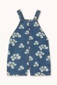 Tinycottons ogrodniczki jeansowe niemowlęce BLOSSOMS DENIM SHORT DUNGAREE SS26.336 niebieski SS26