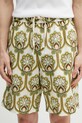 Šortky s prímesou ľanu Drôle de Monsieur Short Tapisserie Florale Lin zelená J.BS158.LI012.GN