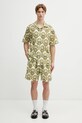 Šortky s prímesou ľanu Drôle de Monsieur Short Tapisserie Florale Lin J.BS158.LI012.GN zelená