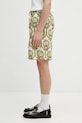 Kratke hlače s dodatkom lana Drôle de Monsieur Short Tapisserie Florale Lin J.BS158.LI012.GN zelena SS26