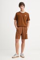Βαμβακερό σορτσάκι adidas KE5995 καφέ SS26