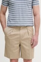 Tommy Hilfiger bermudy pánske s prímesou ľanu NEW YORK béžová MW0MW42670