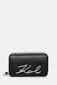 Δερμάτινη τσάντα Karl Lagerfeld K/SIGNATURE λείο δέρμα μαύρο B1W30046