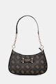Τσάντα Guess CARRIE λεπτό μοτίβο καφέ HWGP98.98180
