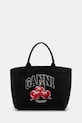 GANNI torebka bawełniana tekstylny czarny B2110037