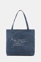 Maison Kitsuné Poetic Script torebka shopper damska jeansowa niebieski QU05119WW9042