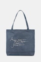 Maison Kitsuné Poetic Script torebka shopper damska jeansowa niebieski QU05119WW9042