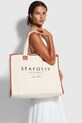 Seafolly tote γυναικεία από βαμβάκι Canvas Tote μπεζ 71763.BG