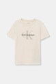 Calvin Klein Jeans t-shirt bawełniany dziecięcy nadruk beżowy IU0IU00715.128.176.PPY2