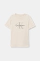 Calvin Klein Jeans t-shirt bawełniany dziecięcy nadruk beżowy IU0IU00715.128.176.PPY2