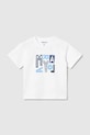 Mayoral t-shirt bawełniany dziecięcy aplikacja biały 106.3J.Baby.PPY2
