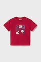 Mayoral t-shirt bawełniany dziecięcy aplikacja czerwony 106.3J.Baby.PPY2