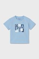 Mayoral t-shirt bawełniany dziecięcy aplikacja niebieski 106.3J.Baby.PPY2
