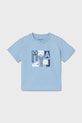 Παιδικό βαμβακερό μπλουζάκι Mayoral απλικέ μπλε 106.3J.Baby.PPY2