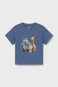 Mayoral t-shirt bawełniany dziecięcy nadruk niebieski 1008.3F.Baby.PPY2