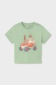 Mayoral t-shirt bawełniany dziecięcy nadruk zielony 1010.3F.Baby.PPY2