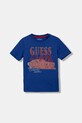 Guess t-shirt bawełniany dziecięcy nadruk fioletowy L6RI08.K8HM4.PPY2
