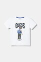 Guess t-shirt bawełniany dziecięcy nadruk biały N6RI05.K8HM4.PPY2