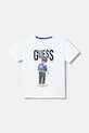 Guess t-shirt bawełniany dziecięcy nadruk biały N6RI05.K8HM4.PPY2