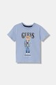 Guess t-shirt bawełniany dziecięcy nadruk niebieski N6RI05.K8HM4.PPY2