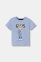 Guess t-shirt bawełniany dziecięcy nadruk niebieski N6RI05.K8HM4.PPY2